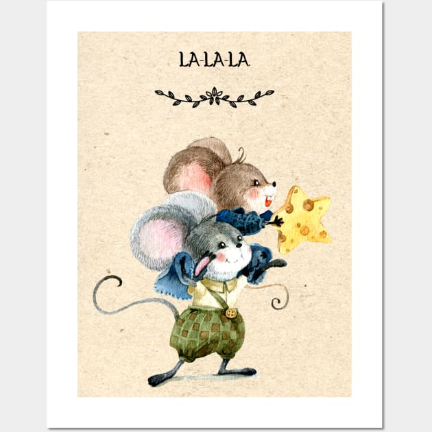 Cute Mouse Playing Vintage Illustration Art Wall Art by AdrianaHolmesArt